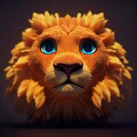 Cartoon lion head. AI render photo