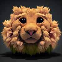 Cartoon lion head. AI render photo