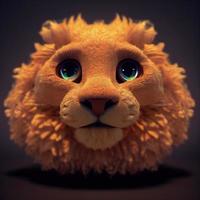 Cartoon lion head. AI render photo