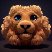 Cartoon lion head. AI render photo