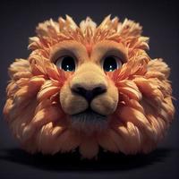 Cartoon lion head. AI render photo