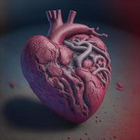Plastic heart postcard. AI render photo