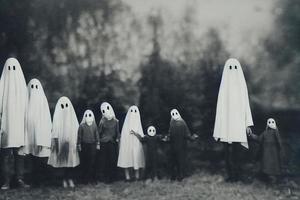 Family old ghosts. AI render photo