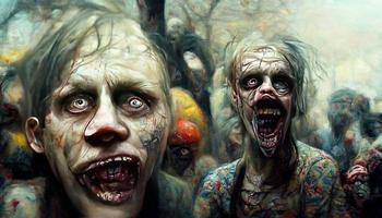 Horror zombie concept. AI render photo