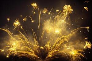Golden festive fireworks. photo