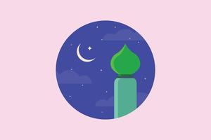 Mosque dome with a moon vector illustration