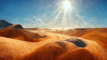 Burning desert sun. AI render. photo