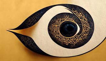 Arabic eye background. AI render. photo