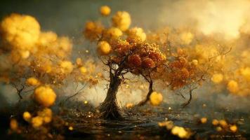 Gold autumn. Background. AI render. photo
