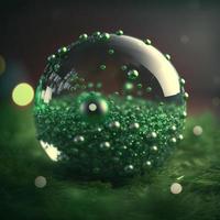 Green Christmas ball. AI render. photo