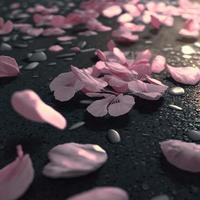 Fallen sakura blossoms. AI render. photo