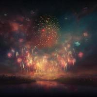 Beautiful festive fireworks. AI render. photo