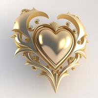 Mechanical golden heart. AI render. photo
