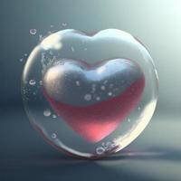 Air bubble heart. AI render. photo