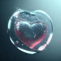 Air bubble heart. AI render. photo