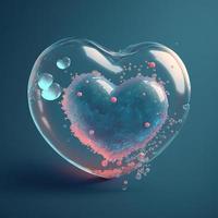 Heart Shape Bubble. AI render. photo