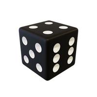 Black play plastic dice. Black realistic plastic bone. photo