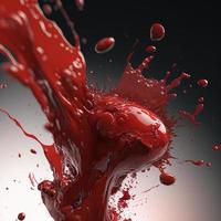 Splash, splatter blood. AI render. photo