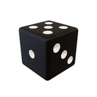 Playing plastic black dice. Dice black playing. photo