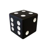 Black play plastic dice. Black realistic plastic bone. photo