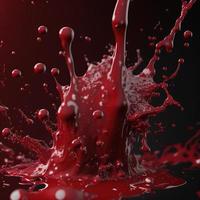 Splash, splatter blood. AI render. photo