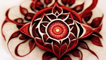 Red amulet, mandala. AI render. photo