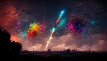 Bright festival fireworks. AI render photo