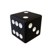 Black play plastic dice. Black realistic plastic bone. photo