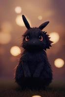 Black Christmas Bunny. Ai render. photo
