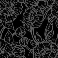 Peony flower seamless pattern line drawing vector