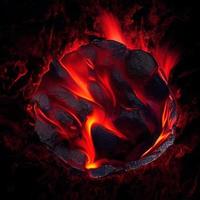Hot burning coals. AI render. photo
