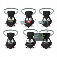 Black tie Programmer cute cartoon character with vector