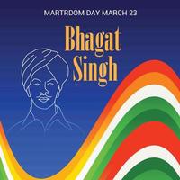 Vector illustration of a Background for  Indian Martyr's Day with freedom fighter Bhagat Singh.