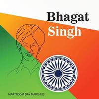 Vector illustration of a Background for  Indian Martyr's Day with freedom fighter Bhagat Singh.