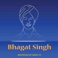 Vector illustration of a Background for  Indian Martyr's Day with freedom fighter Bhagat Singh.