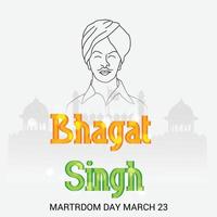 Vector illustration of a Background for  Indian Martyr's Day with freedom fighter Bhagat Singh.