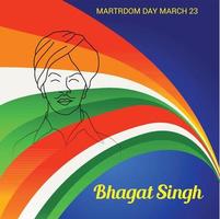 Vector illustration of a Background for  Indian Martyr's Day with freedom fighter Bhagat Singh.