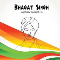 Vector illustration of a Background for  Indian Martyr's Day with freedom fighter Bhagat Singh.