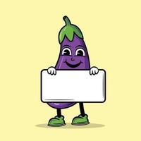 With bord Eggplant character Cartoon vector Illustration