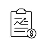 Editable Icon of Clipboard Finance Report, Vector illustration isolated on white background. using for Presentation, website or mobile app