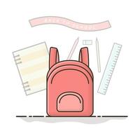 Womens Bagpack. School Stuff. Flat Icon Vector Design