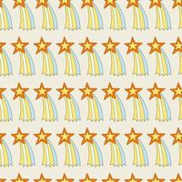 Hippie seamless pattern with star comets. Retro 70s vector illustration. Groovy cartoon style