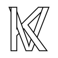 logo firmar kv vk, icono doble letras logotipo v k vector