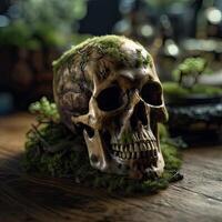 Old Skull on table. . photo