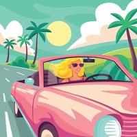 Fashion Blonde Doll Drive a Car vector