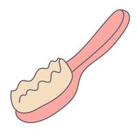 Baby hairbrush in color doodle style. Flat style with outline. Hand drawn vector illustration isolated on white background. Pastel colors, pink, beige.