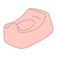 Baby potty in color doodle style. Flat style with outline. Hand drawn vector illustration isolated on white. Pastel muted pink color