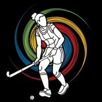 Field Hockey Sport Female Player vector