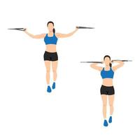 Woman doing overhead cable curls. Crucifix curls. flat vector illustration isolated on different layers. Workout character