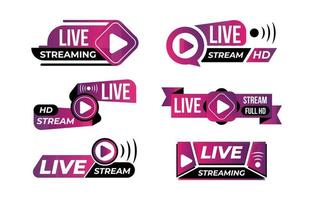 Set of Dark Purple Styled Badge Perfect For General Live Stream vector